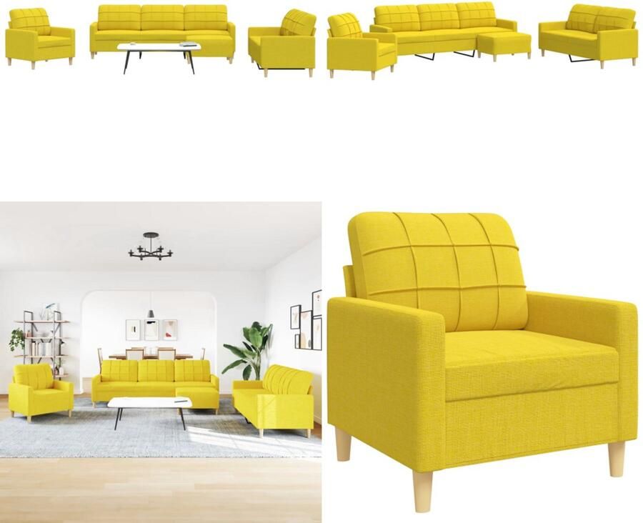 VidaXL 4-delige Loungeset met voetenbank stof lichtgeel Bankstel Bankstellen Bankenset Sofa