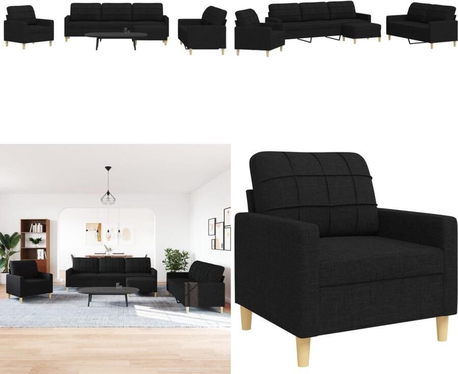 VidaXL 4-delige Loungeset met voetenbank stof zwart Bankstel Bankstellen Bankenset Sofa