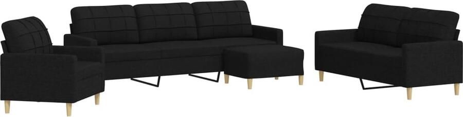 VidaXL 4-delige Loungeset Zwart Stijlvol Comfort Loungeset Zwarte Lounge Suite Woonkamer Meubels Bankstellen Fauteuils