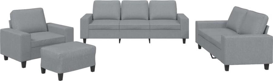 VidaXL -4-delige-Loungeset-stof-lichtgrijs