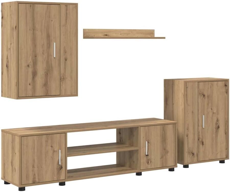 VidaXL 4-delige TV-kast set 4 pcs artisanaal eikenkleurig Bewerkt hout