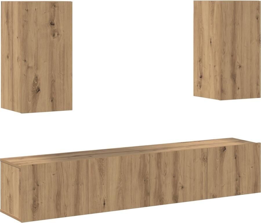 VidaXL 4-delige TV-kast set wandgemonteerd artisan eiken engineered wood