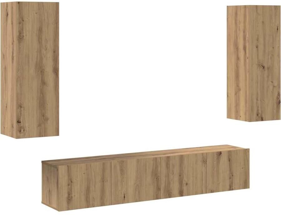 VidaXL 4-delige TV-kast set Wandgemonteerd artisan eiken gemelamineerd hout - Foto 2