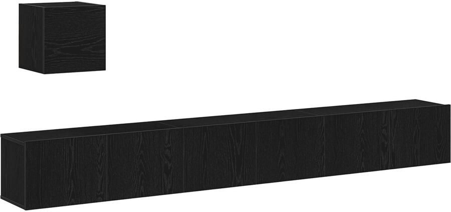 VidaXL 4-delige TV-meubelset in zwart eiken gemaakt van samengesteld hout