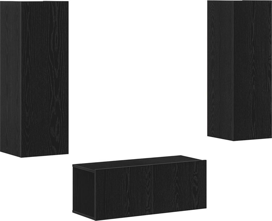 VidaXL 4-delige TV-kastenset zwart eiken samengesteld hout