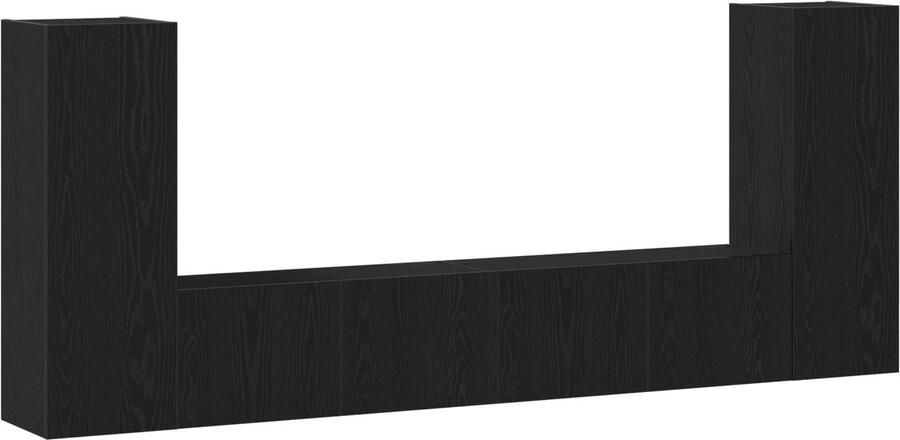 VidaXL 4-delige TV-kast set Wandgemonteerd Zwart Eiken Engineered Wood