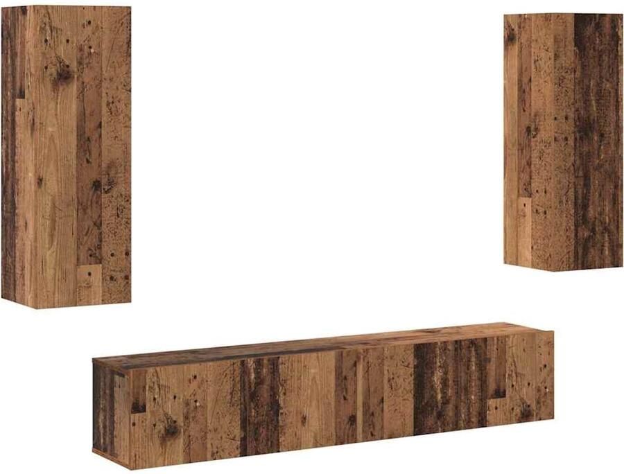 VidaXL 4-delige TV-meubel set Wandgemonteerd in vintage hout