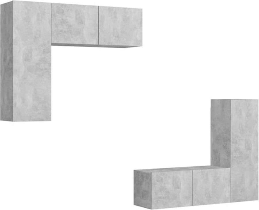 VidaXL 4-delige Tv-meubelset bewerkt hout betongrijs - Foto 5