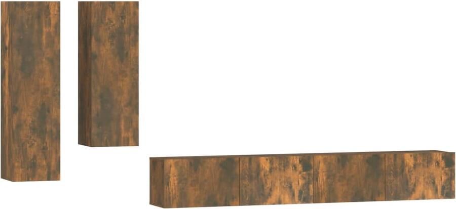 VidaXL -4-delige-Tv-meubelset-bewerkt-hout-gerookt-eikenkleurig