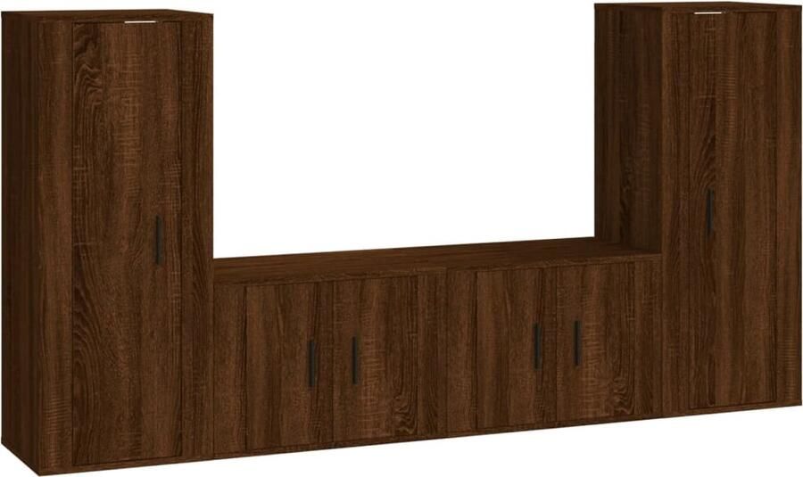 VidaXL 4-delige tv-meubelset bruin eikenkleur TV-meubel Tv-kast Houten Tv-stand Bruin Tv-meubel Wandmontage Tv-meubel Salontafel