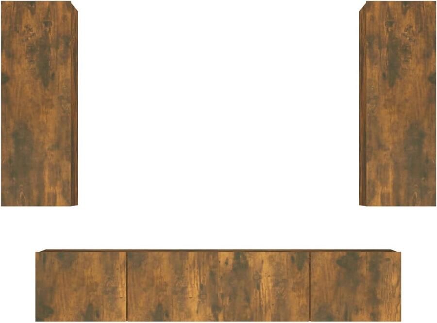 VidaXL 4-delige Tv-meubelset gerookt eiken Tv Kast Houten Tv Kast Tv Meubel Salontafel Wandmontage Tv Kast Bruine Tv Kast Smoked Oak