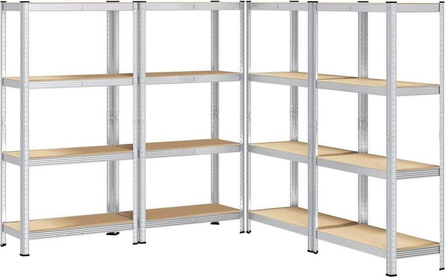 VidaXL 4-laags Opbergrekken Zilver Staal & Hout