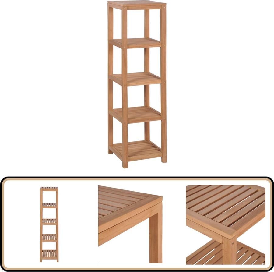 VidaXL 4-laags teak badkamerrek 165 cm Badkamermeubilair Teak Houten Plank Opbergplank Badkamer Accessoire Droogstandplaats