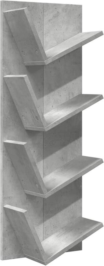 VidaXL 4-laags Wandschap Betongrijs 90 cm hoog Boekenplank Wandplankje Houten Plank Betongrijs Opbergkast