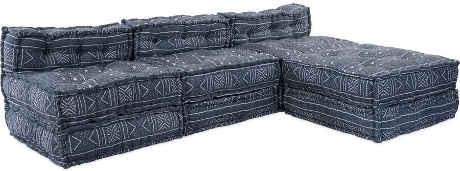 VidaXL 4-Zits Modulaire Poef Bank Converteerbaar Indigo Stof