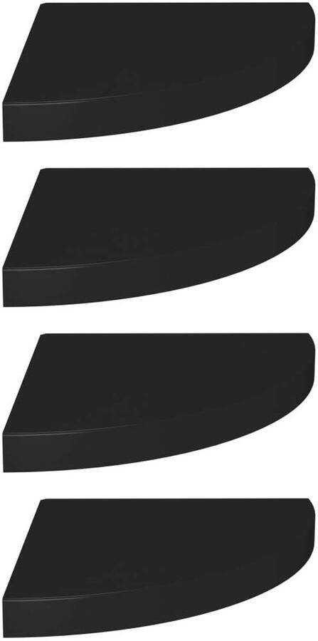 VidaXL 4x Hoekplank Zwevende plank Wandplank Boekenkast CD DVD plank Wandplank Hangende plank Wanddecoratieve plank Vrijzwevend Zwart 35x35x3 8cm MDF