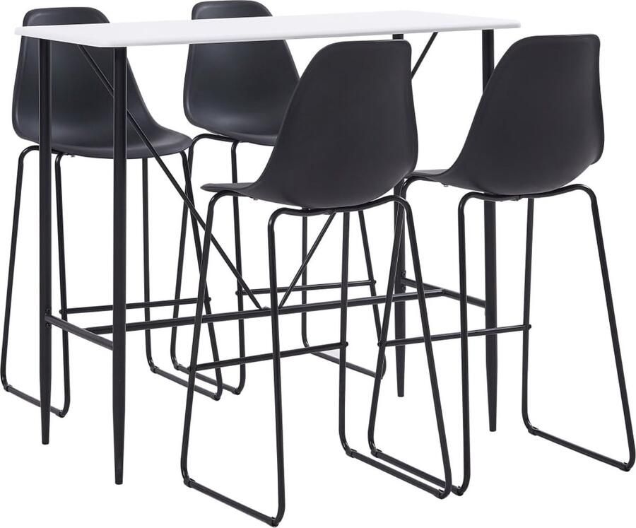 VidaXL 5-delige Barset Kunststof Zwart Modern Design Bar Set Bartafel Eetkamerset Salon Meubilair Moderne Barset Zwarte Barstols - Foto 2