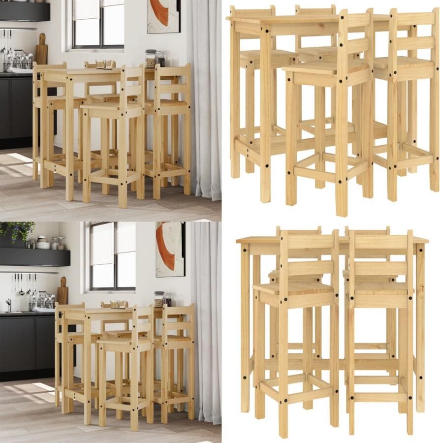 VidaXL 5-delige Barset massief grenenhout Barset Barsets Pubset Bistroset