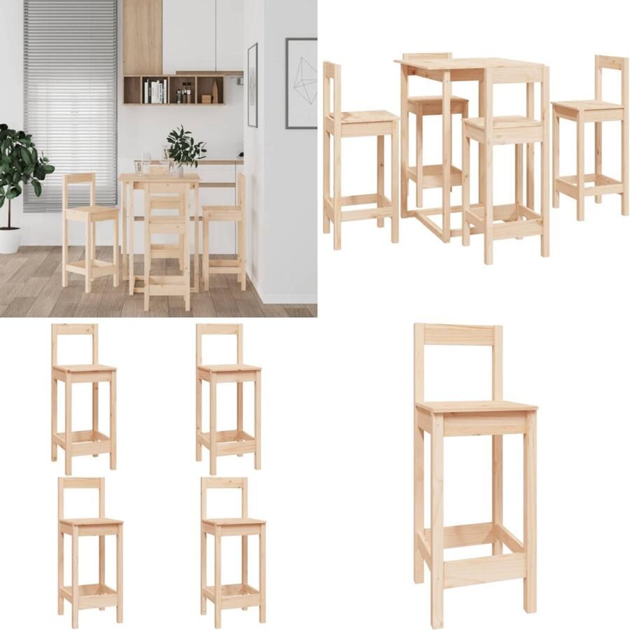 VidaXL 5-delige Barset massief grenenhout Barset Barsets Pubset Bistroset