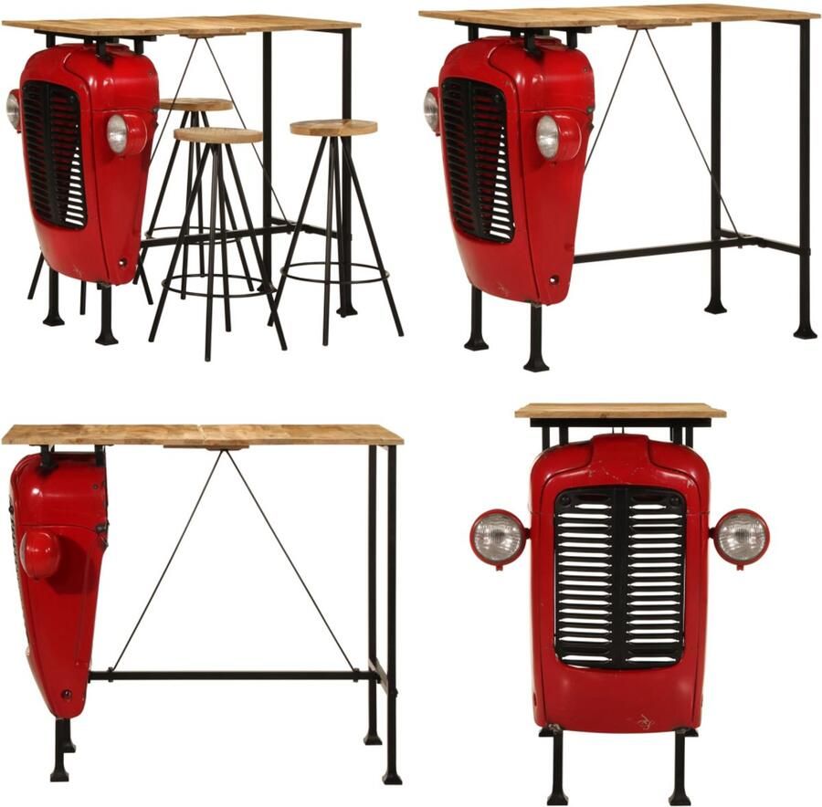 VidaXL 5-delige Barset massief mangohout Barset Barsets Bistroset Tuinset