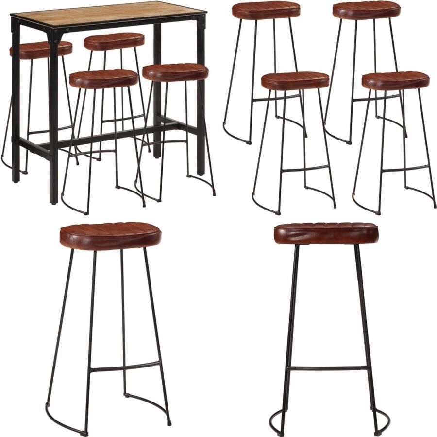 VidaXL 5-delige Barset massief ruw mangohout en metaal Barset Barsets Bar Set Bistroset