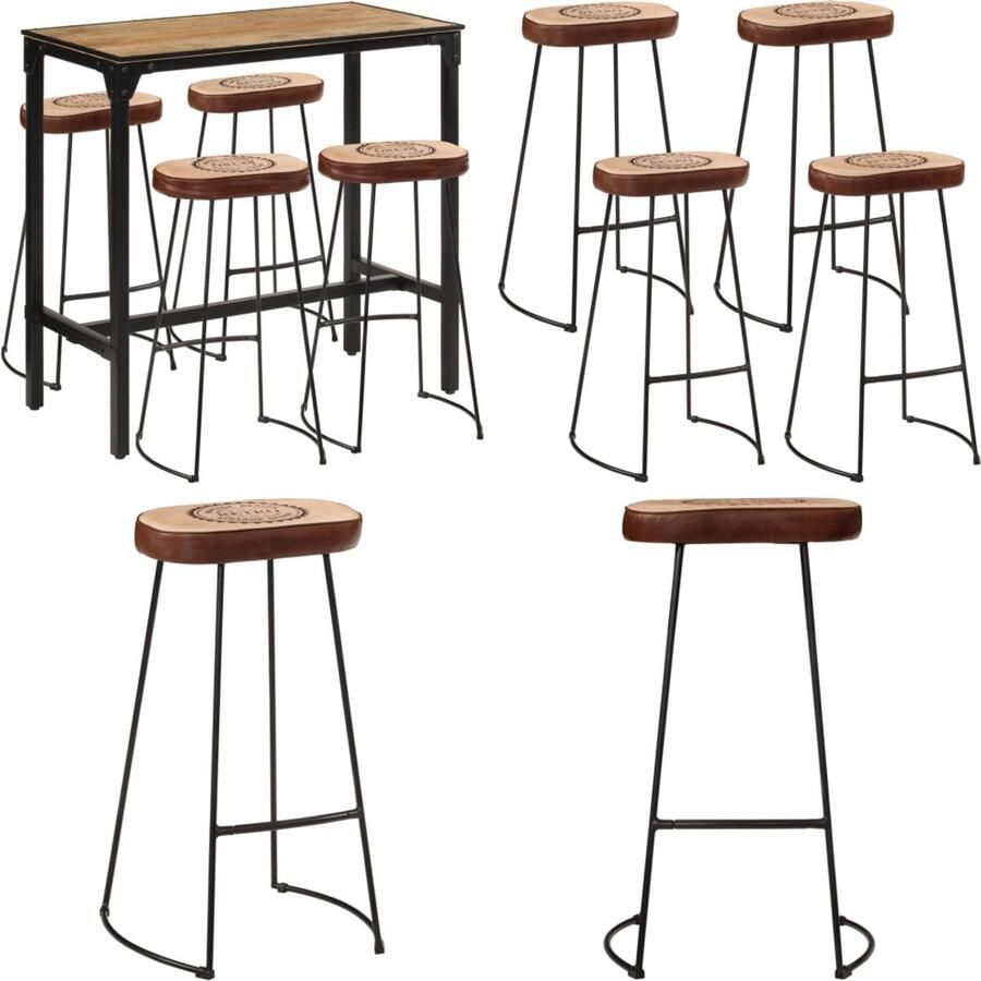 VidaXL 5-delige Barset massief ruw mangohout en metaal Barset Barsets Bar Set Bistroset