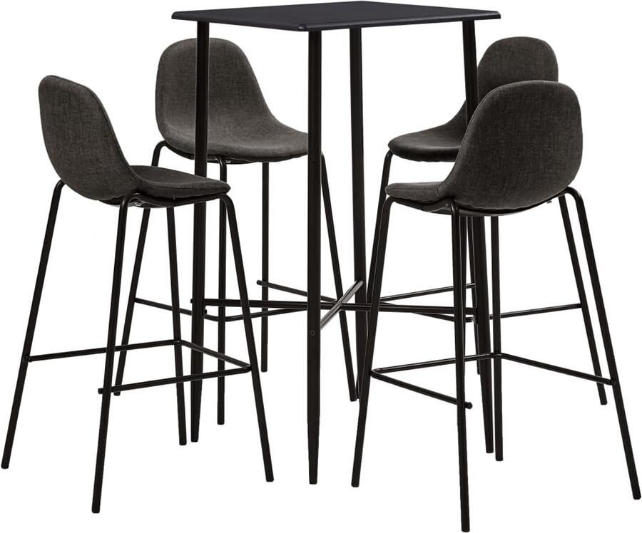 VidaXL 5-delige barset Stof Donkergrijs Bar Set Bartafel Eetkamerset Lounge Meubilair Salonmeubels