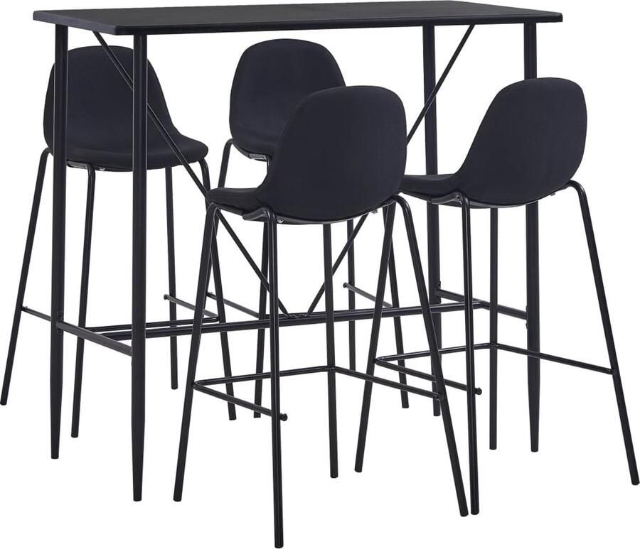 VidaXL 5-delige Barset Zwart Bartafel en Stoelen Barset Bartafel Eetkamerstoel Zwarte Meubels Moderne Barset Eetgedeelte Salonmeubilair Kookeiland - Foto 2