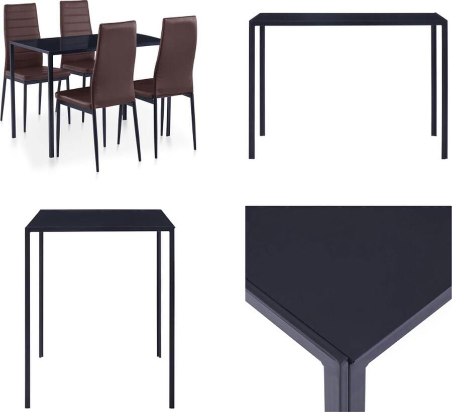 VidaXL 5-delige Eethoek bruin Eetkamertafel En Eetkamerstoel Eetkamertafels En Eetkamerstoelen Eetkamer Set Eetkamer Sets