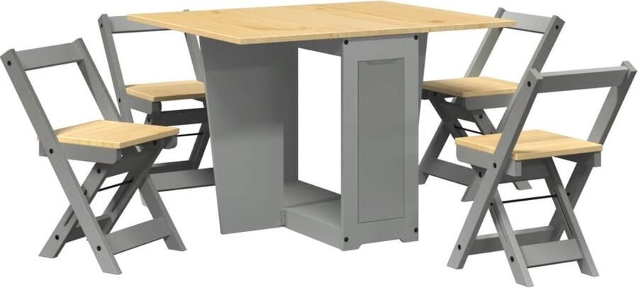 Vida XL vidaXL 5-delige Eethoek Corona inklapbaar grenenhout grijs-VXL-3295718
