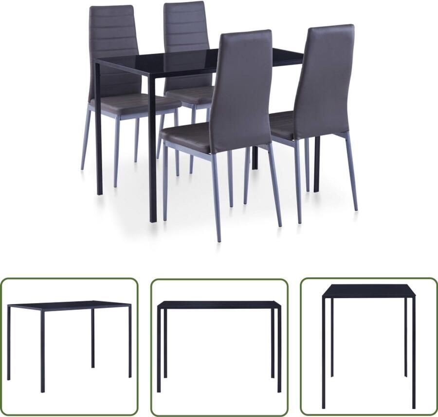 VidaXL 5-delige Eethoek Grijs Compact Design Eetkamerset Eettafel Eetkamerstoel Set Tafels En Stoelen Grijze Meubels Moderne Meubels Metalen Meubels