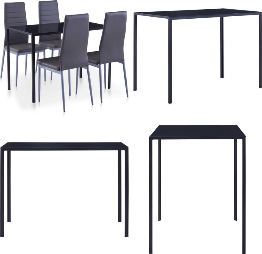 VidaXL 5-delige Eethoek grijs Eetkamertafel En Eetkamerstoel Eetkamertafels En Eetkamerstoelen Eetkamer Set Eetkamer Sets