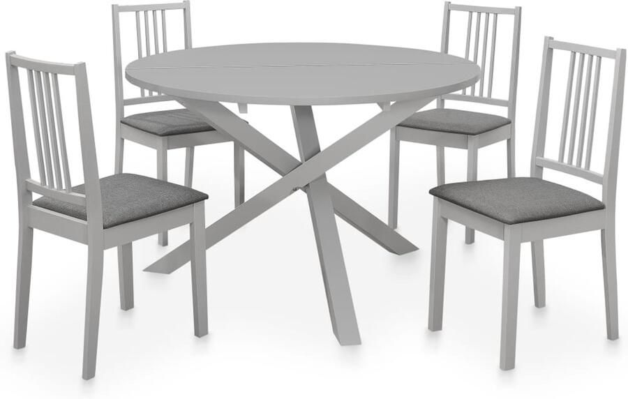 VidaXL 5-delige Eethoek Grijs MDF Compact Eetkamertafel En -stoel Eetkamertafels En -stoelen Tafel Tafels