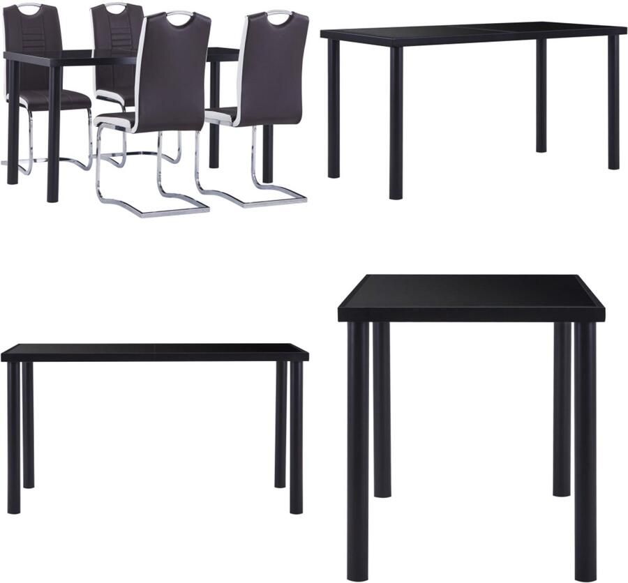 VidaXL 5-delige Eethoek kunstleer bruin Eetset Eetsets Eettafel En Stoel Eettafels En Stoelen