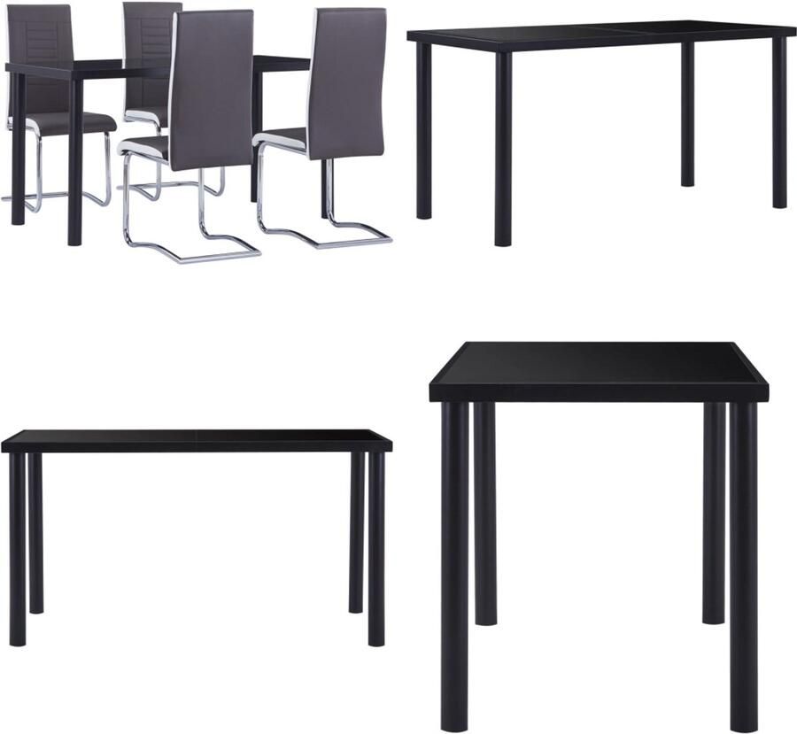 VidaXL 5-delige Eethoek kunstleer grijs Eetset Eetsets Eettafel En Stoel Eettafels En Stoelen