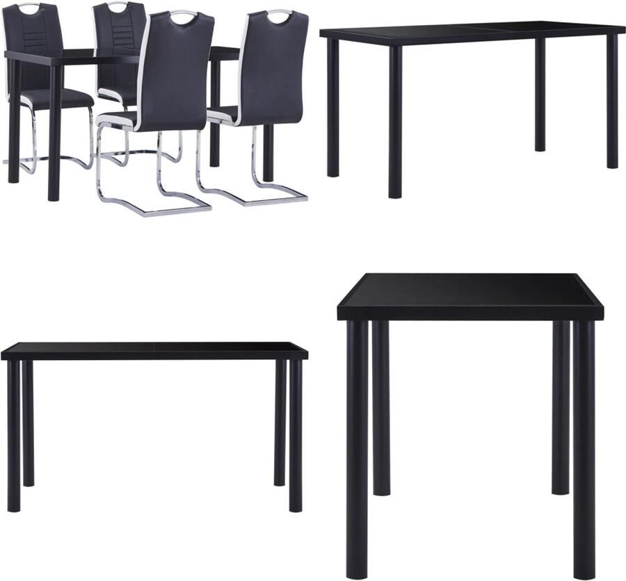 VidaXL 5-delige Eethoek kunstleer zwart Eetset Eetsets Eettafel En Stoel Eettafels En Stoelen