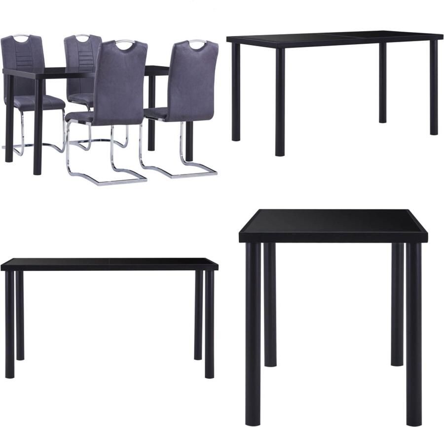 VidaXL 5-delige Eethoek kunstsuède grijs Eetset Eetsets Eettafel En Stoel Eettafels En Stoelen