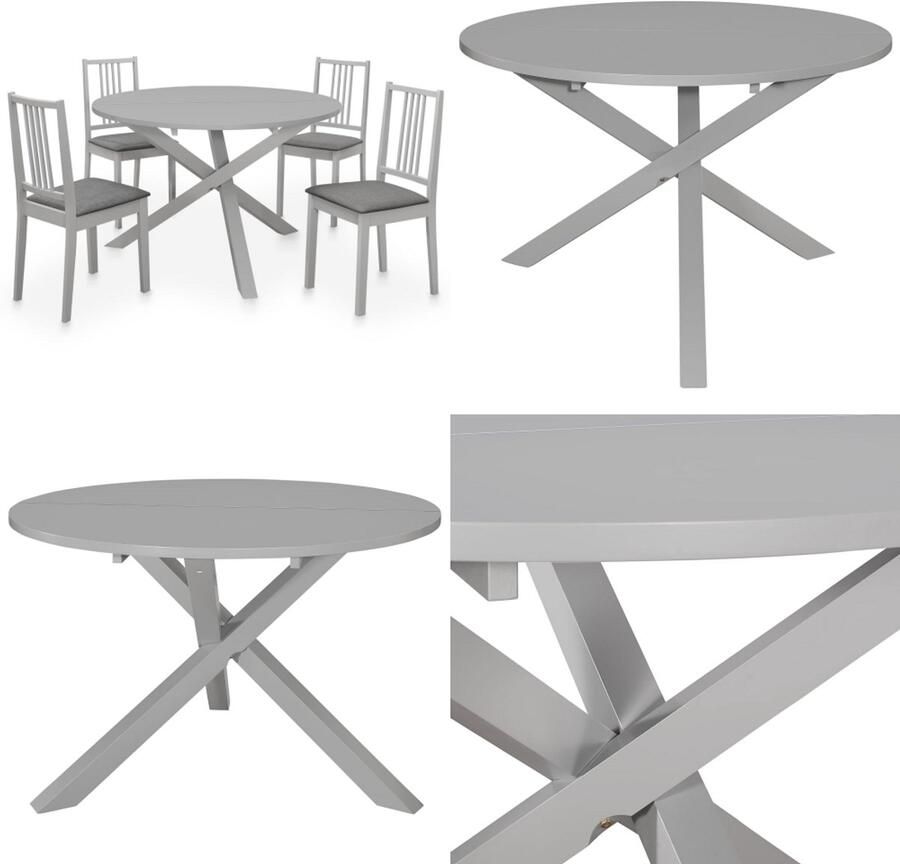 VidaXL 5-delige Eethoek MDF grijs Eetkamertafel En -stoel Eetkamertafels En -stoelen Tafel Tafels