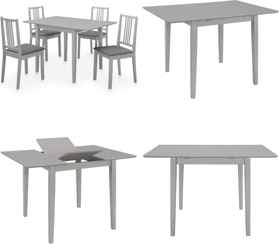 VidaXL 5-delige Eethoek MDF grijs Eetkamertafel En -stoel Eetkamertafels En -stoelen Tafel Tafels