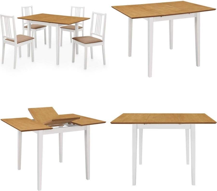 VidaXL 5-delige Eethoek MDF wit Eetkamertafel En -stoel Eetkamertafels En -stoelen Tafel Tafels