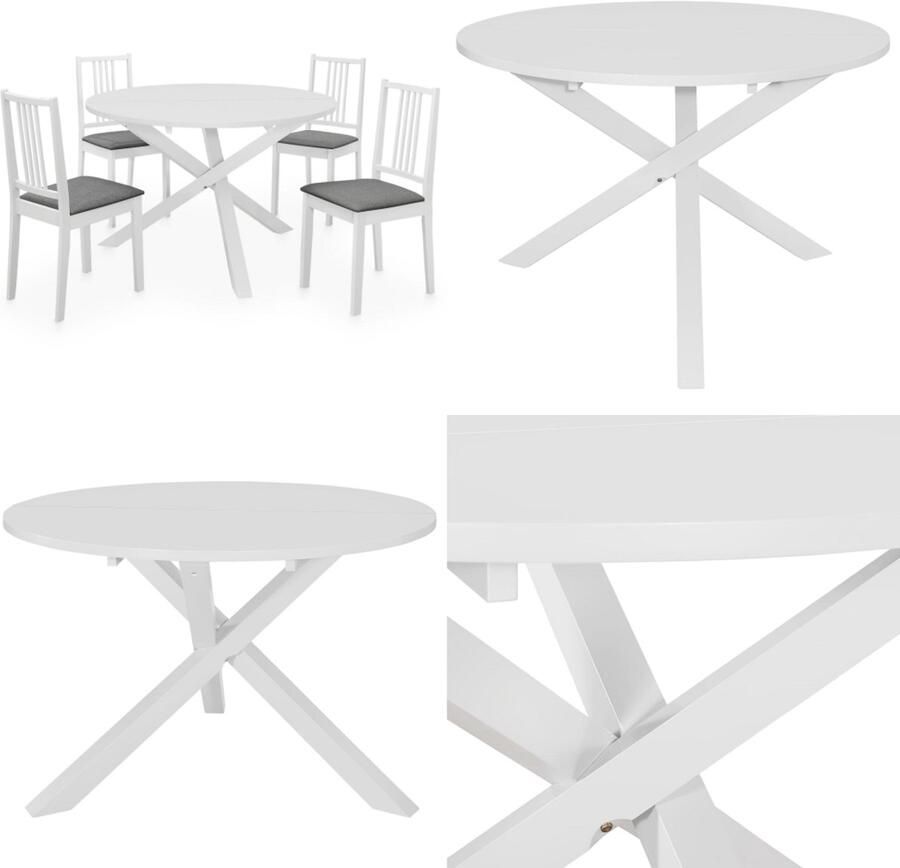VidaXL 5-delige Eethoek MDF wit Eetkamertafel En -stoel Eetkamertafels En -stoelen Tafel Tafels