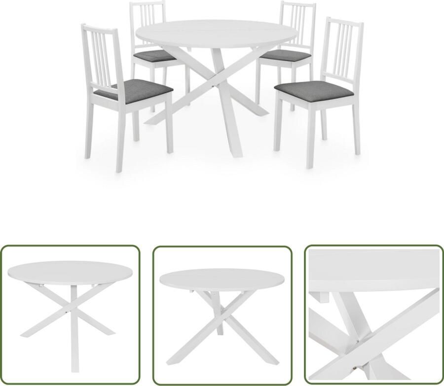 VidaXL 5-delige Eethoek Wit Modern Design Eetkamerstoel Eettafel Houten Meubels Salontafel Dining Set Eetsalon Woonkamermeubilair Koffiehoek