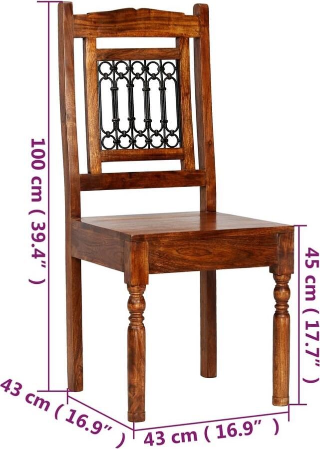 VidaXL Eettafelset massief acaciahout met sheesham afwerking 5-delig