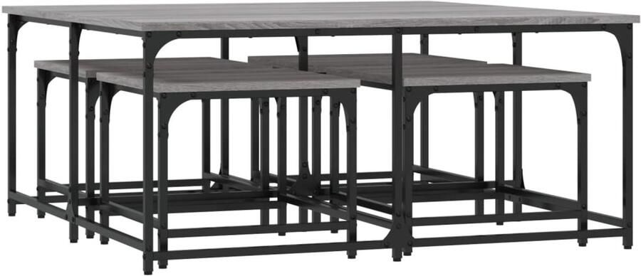 VidaXL -5-delige-Tafeltjesset-bewerkt-hout-grijs-sonoma - Foto 2