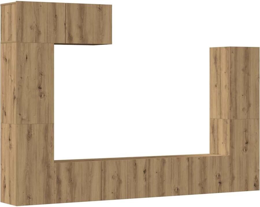 VidaXL 5-delige Tv-meubelset artisanaal eiken Tv Meubels Tv Kast Salontafel Hout TV Stand Landelijk Wonen