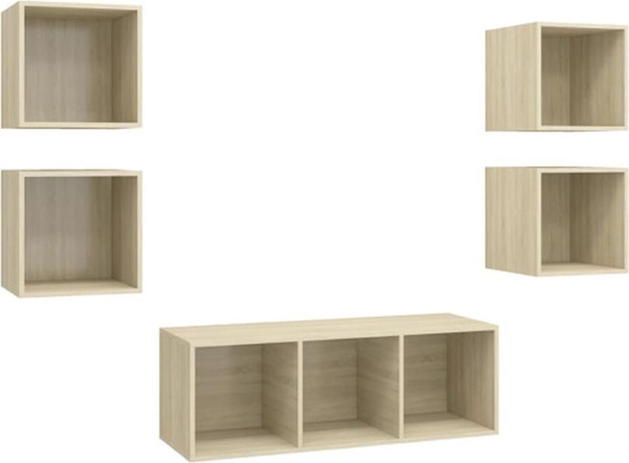 VidaXL -5-delige-Tv-meubelset-bewerkt-hout-sonoma-eikenkleurig