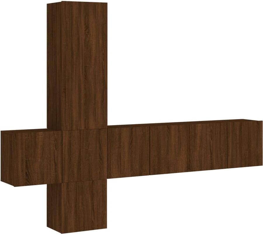 The Living Store 5-delige Tv-wandmeubelset bewerkt hout bruin eikenkleur Tv-wandmeubel Tv-wandmeubelen Tv-meubel Zwevend Tv Meubel - Foto 2