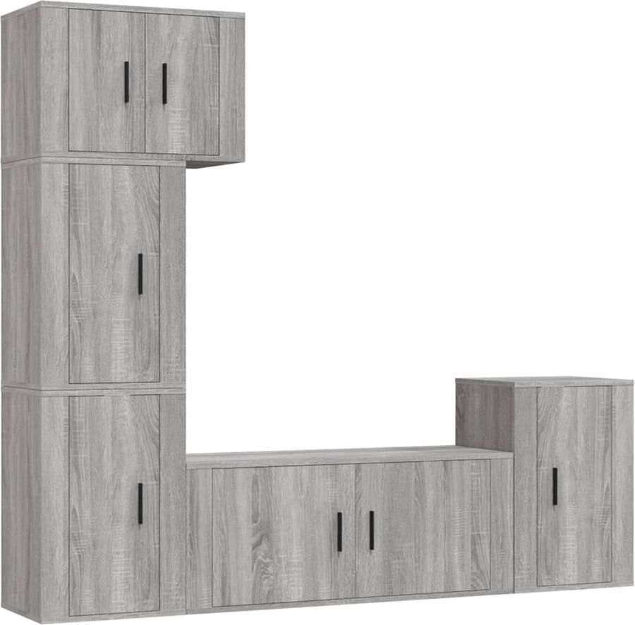 VidaXL 5-delige Tv-meubelset Grijs Sonoma Eiken Televisiesectie Tv Kast Salontafel Houten Meubel Grijze Meubelen