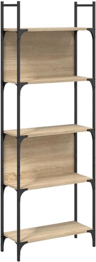 The Living Store Boekenkast 5-laags 60 5x24x166 5 cm bewerkt hout sonoma eiken Boekenkast Houten Boekenkast Moderne Boekenkast Bruine Boekenkast Sonome Eiken - Foto 2