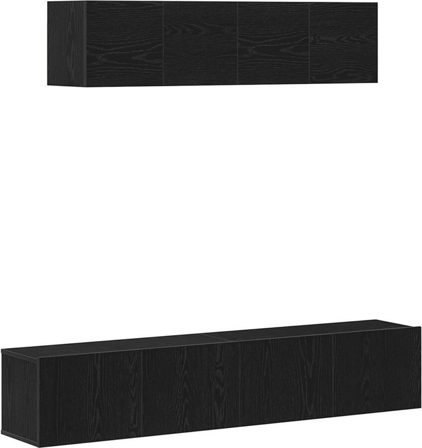 VidaXL 6-delige TV-kast Set Wandmontage Zwart Eiken MDF Zwarte Eiken TV-stand 80x30x30 cm Gemaakt van MDF Wandgemonteerde TV-kasten 2 stuks Zwart Eiken 30.5x30x30 cm